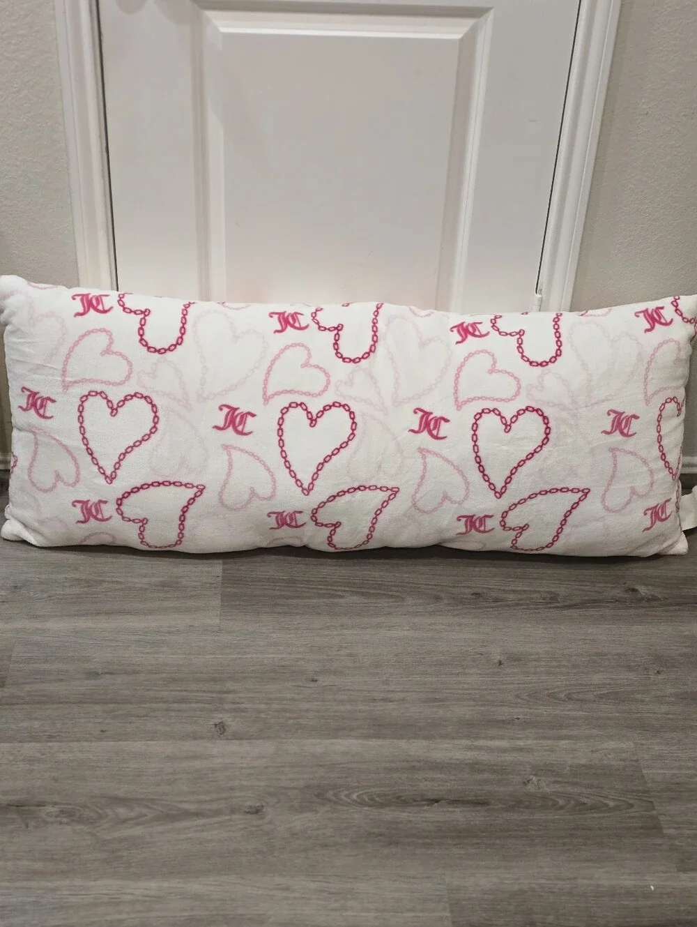 Juicy Couture Home Decorative Chain Heart Print Plush Body Pillow